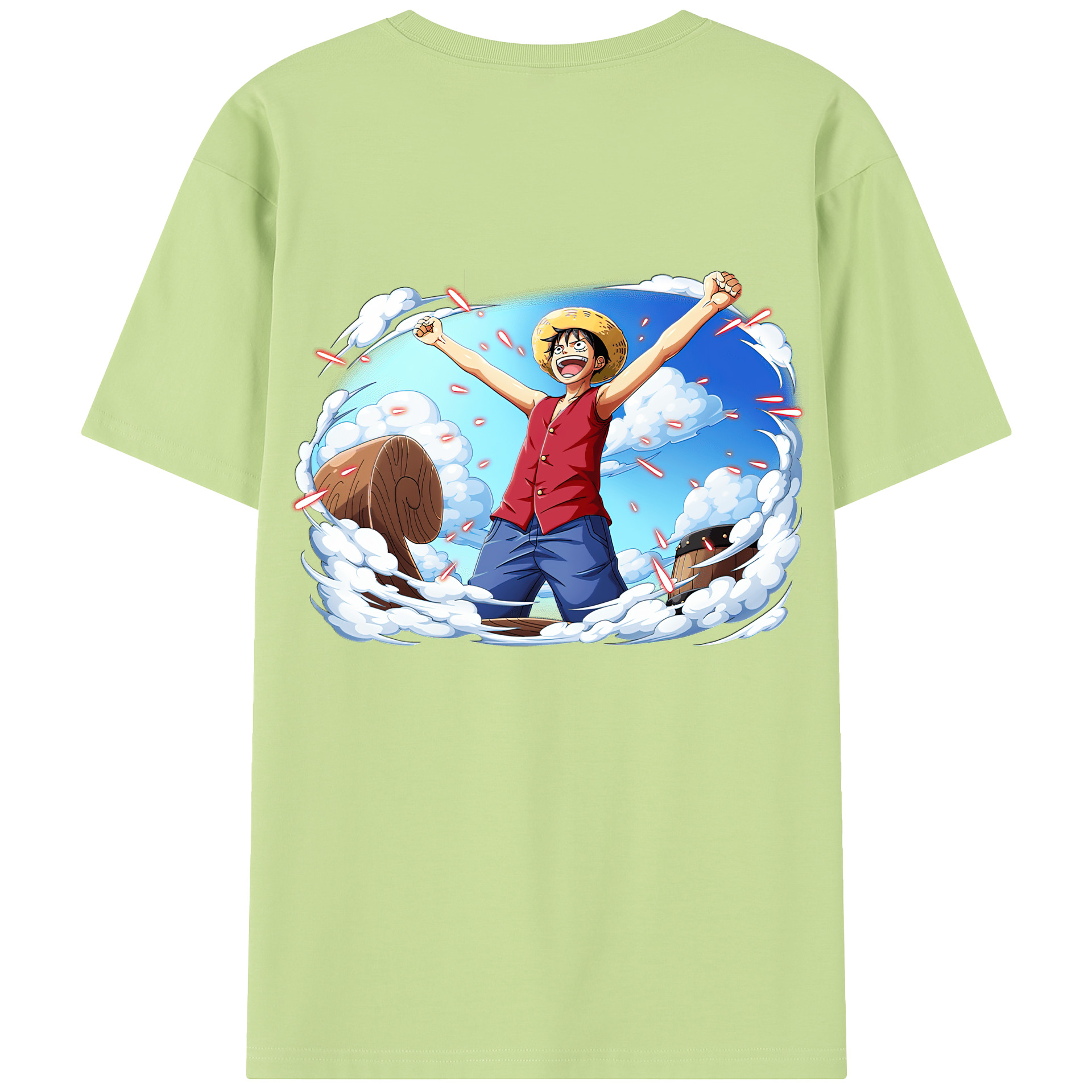 ワンピース モンキー・D・ルフィ ONE PIECE Monkey D. Luffy 綿100％半袖Tシャツ（背面プリント）